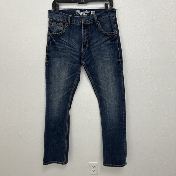 Wrangler Retro Slim Boot Cut Jeans Mens Size 31x32 (31X31) Blue Western Denim - Picture 1 of 12